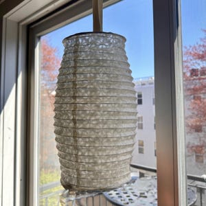 Handmade Paper Lamp Shade – Japanese Style Lokta & Bamboo Pendant Light – Eco-Friendly Minimalist Lighting Cylindric pendant S