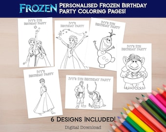 Personalisierte Frozen Geburtstag Malseiten | Benutzerdefinierte Name & Alter | Mitbringsel | Digitaler Download | Druckbare Bevorzugung | Gefrorene Party Dekoration