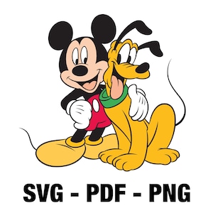 Mickey Mouse and Pluto SVG, PNG, PDF, Download File for vinyl decal, cut files, cricut, silhouette, scrapbooking, card making, clipart
