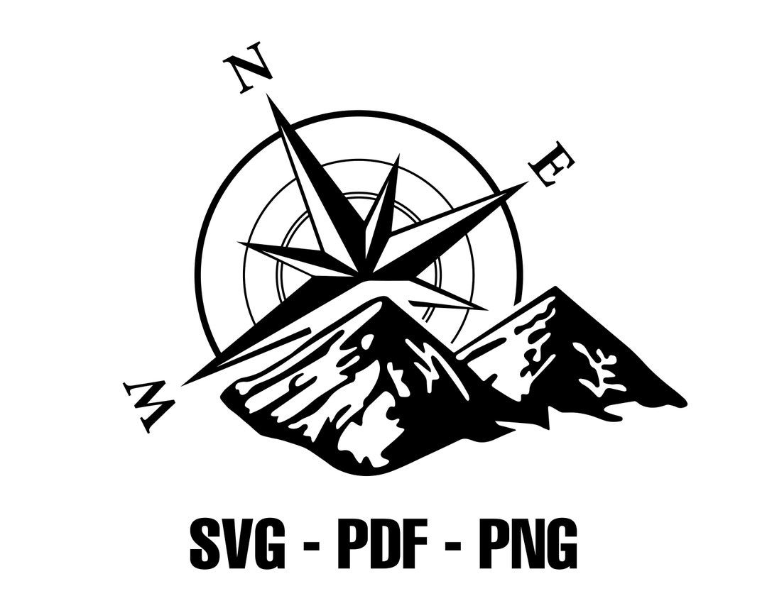 Compass Rv Decal Svg Vw Camper Compass Mountains Decal SVG, PNG, PDF, Download File for ...