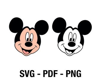 Mickey Mouse Face SVG, PNG, PDF, Download File for vinyl decal, cut files, cricut, silhouette, scrap booking, card making, clipart, outline