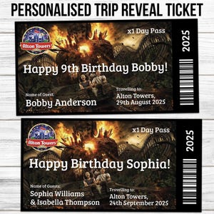 Stampa a casa, biglietto personalizzato per Alton Towers, Wicker Man, viaggio a sorpresa o di compleanno, ricordo in PDF