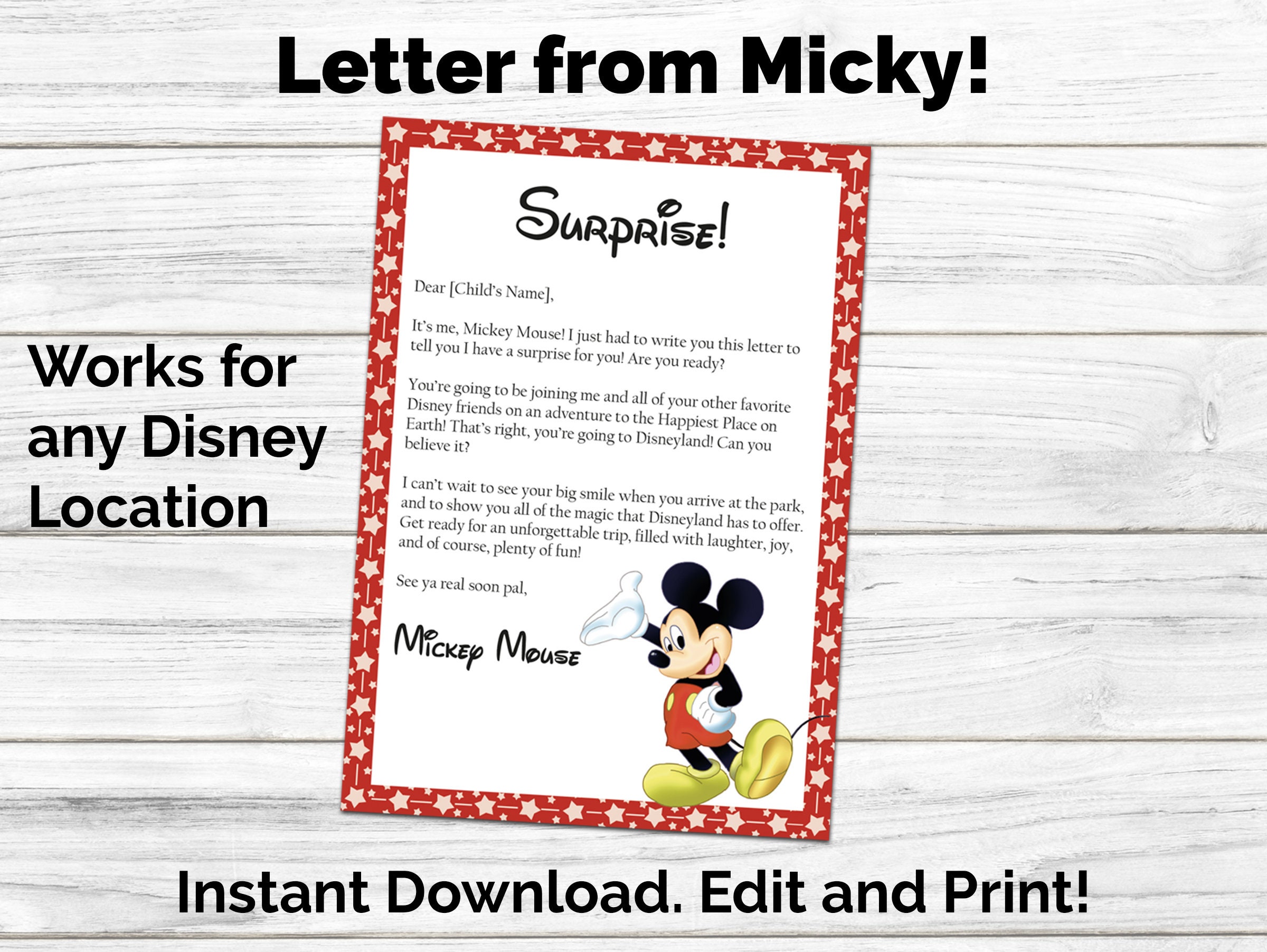Editable Letters From Mickey &amp; Minnie Special Surprise - Etsy