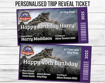 Print-at-home, Alton Towers Ticket, Birthday or Surprise Trip, Keepsake PDF