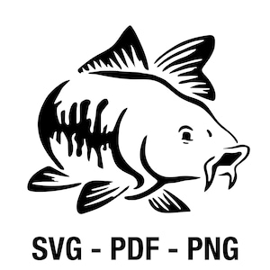 Karper vis logo SVG, PNG, PDF, downloadbestand voor vinyl sticker, bestanden knippen, cricut, silhouet, scrapbookingateliers, kaarten maken, illustraties
