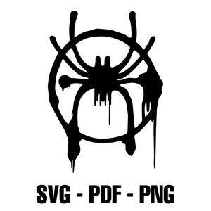 Miles Morales Spiderman Logo, Spider SVG, PNG, PDF, Pobierz plik do kalkomanii winylowej, pliki do cięcia, cricut, sylwetka, tworzenie kartek