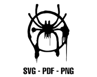 Miles Morales Spiderman Logo, Spider SVG, PNG, PDF, Download File for vinyl decal, cut files, cricut, silhouette, card making
