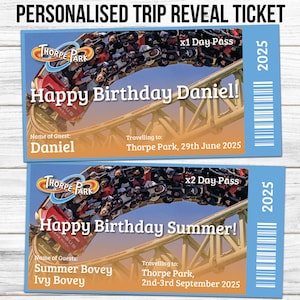 Print-at-home, Thorpe Park Ticket, Birthday or Surprise Trip Reveal, PDF