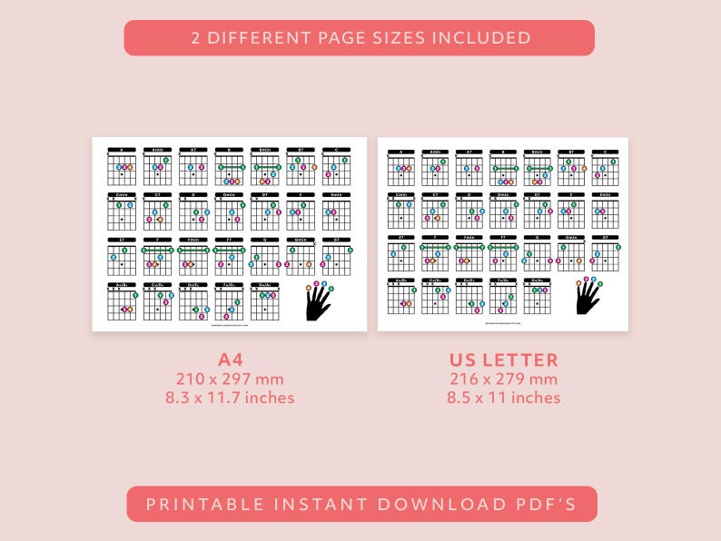 Guitar Chord Lesson Chart – Printable Reference Guide for Beginners ...