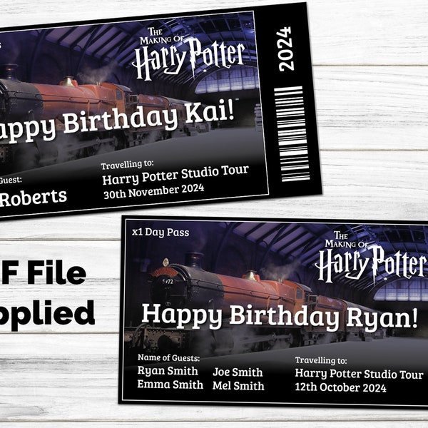 Print-at-home, Harry Potter Studio Tour Ticket, Birthday or Surprise, PDF