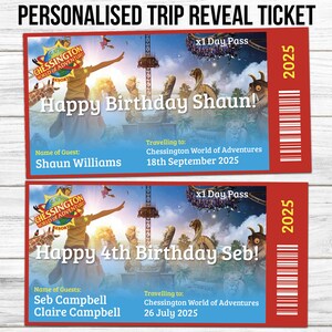 Biglietto Chessington World of Adventures da stampare a casa / Regalo di compleanno o viaggio a sorpresa / Download PDF immediato / Ricordo