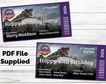 Print-at-home, Alton Towers Ticket, Birthday or Surprise, PDF