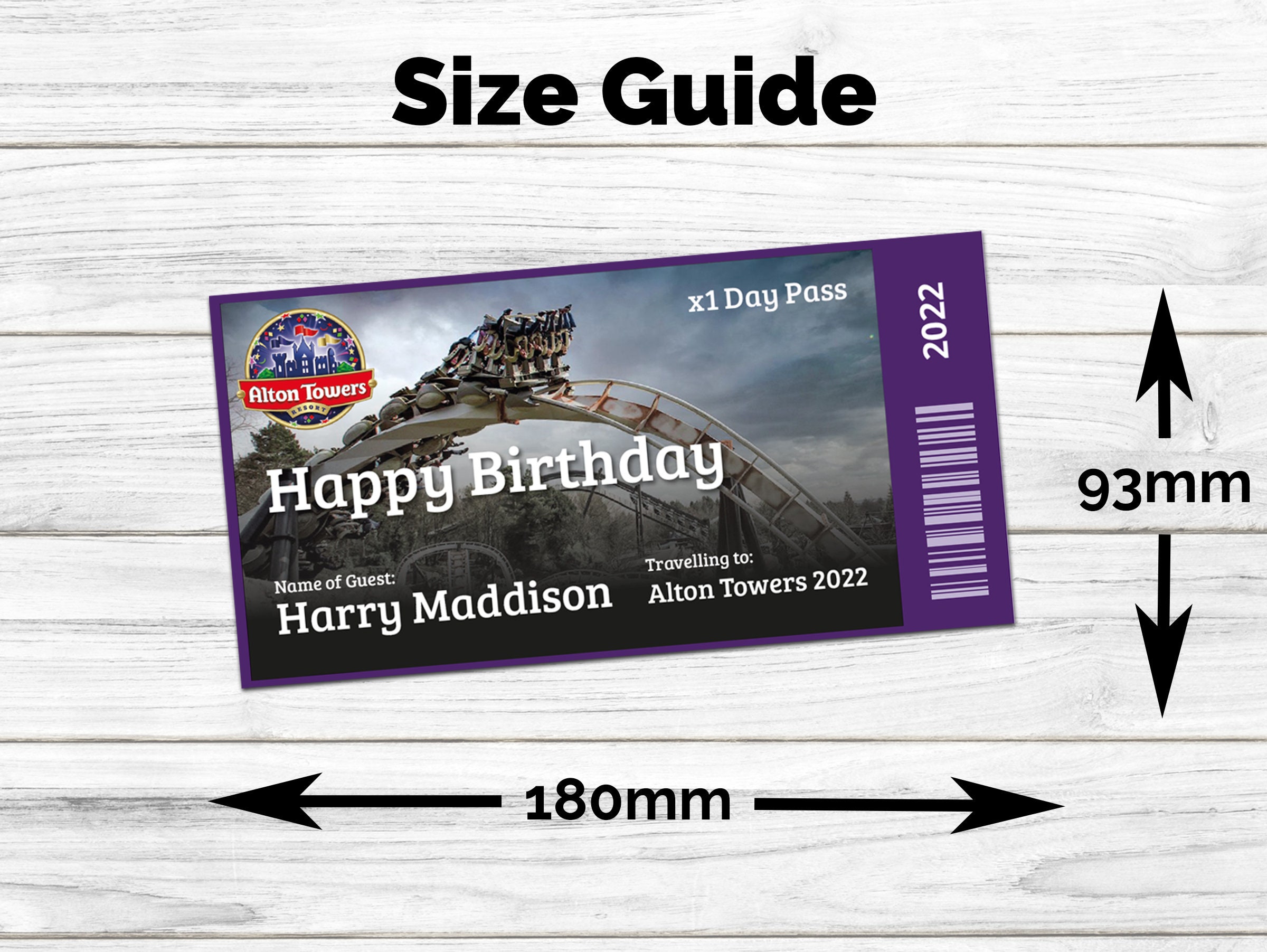 Printathome, Alton Towers Ticket, Birthday or Surprise, PDF Etsy UK