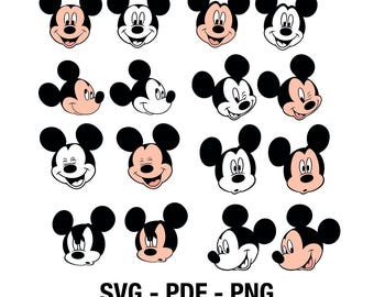 Mickey Mouse Vector Set SVG, PNG, PDF, Download File for vinyl decal, cut files, cricut, silhouette, scrap booking, card making, clipart