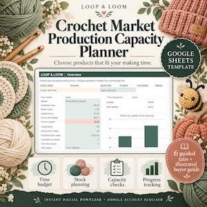 Crochet Market Planner | Production Capacity & Making Time Tracker | Google Sheets Template