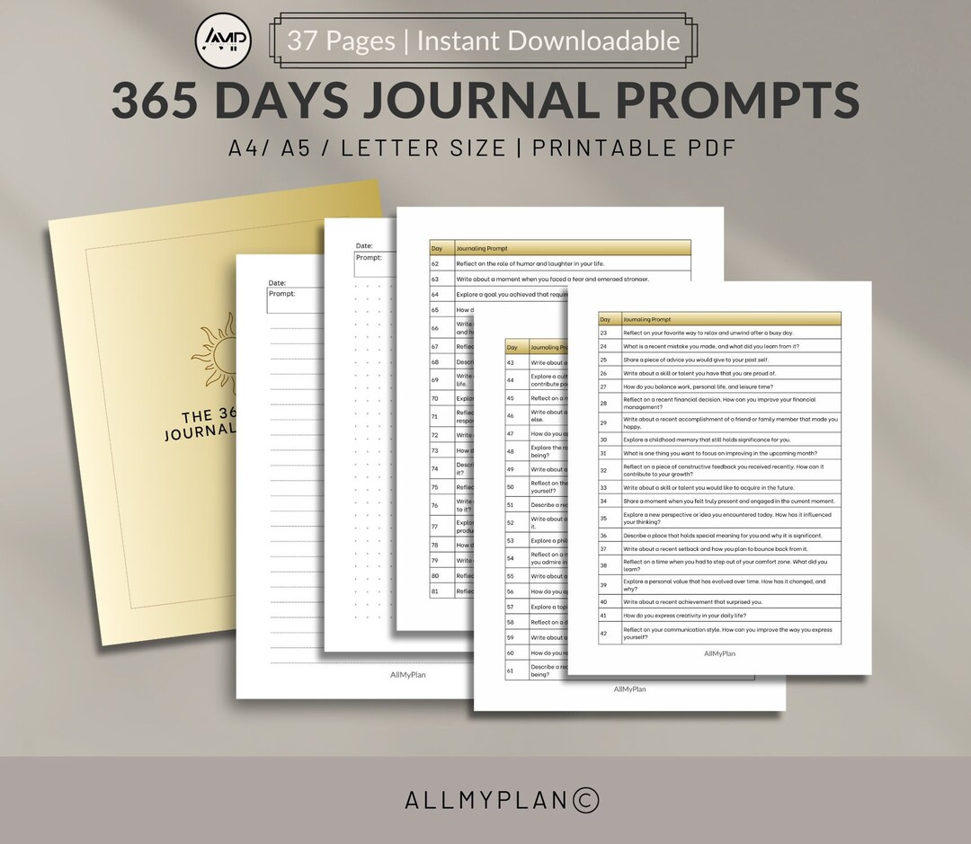 365 Journal Prompts Daily Journal Prompt Adult Journal Pages Beginner