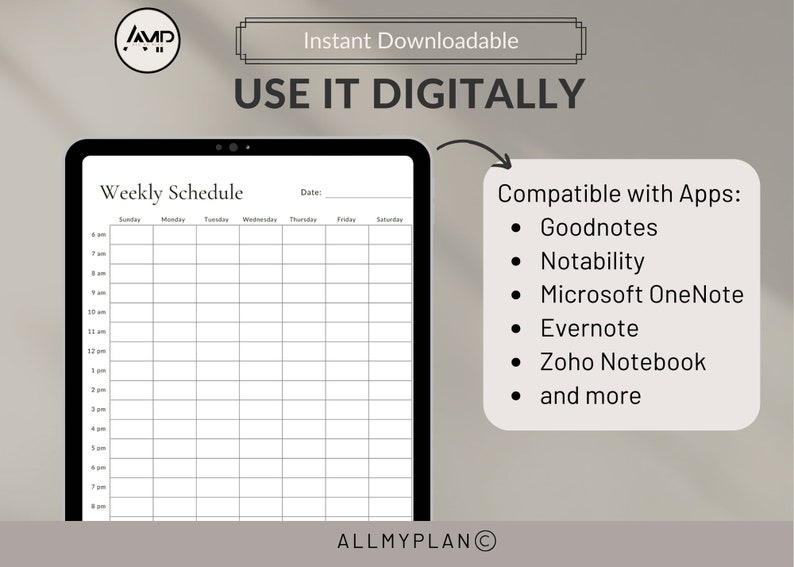 Printable Weekly Schedule Planner 6am-12am Productive Time Management ...
