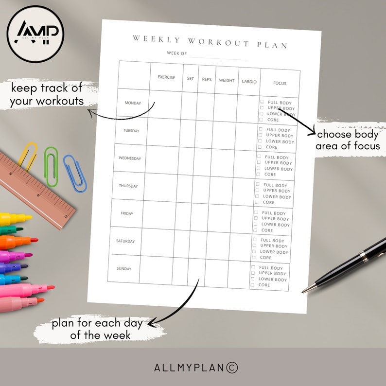 Printable Workout Planner Template Home Workout Planner Etsy Canada
