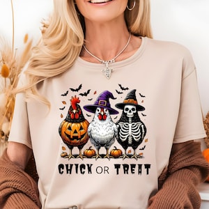 Chick or Treat Funny Chicken Halloween Design, Cute Chicken Costume Tee, Halloween Humor Shirt, Perfect for Trick or Treating