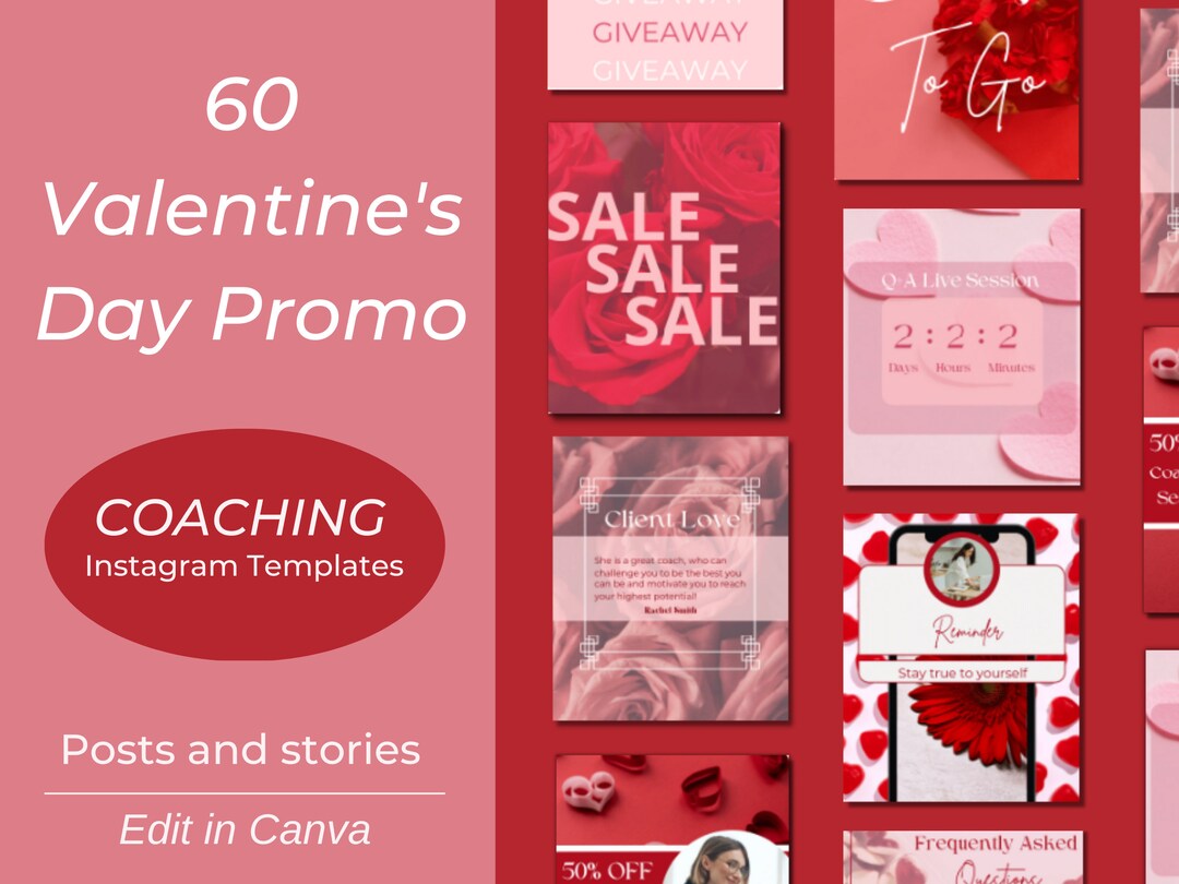 60 Coaching Instagram Templates Valentines Canva Template - Etsy