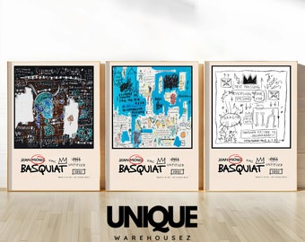 Affiche Jean Michel Basquiat | Lot de 3 | Basquiat | Poste Basquiat | affiche minimaliste | Affiche pop art | Cadeau pour la Saint-Valentin