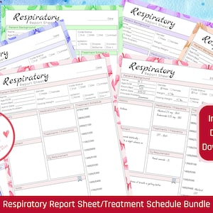 Respiratory Therapy Report Sheet Bundle, Respiratory Treatment Schedule, Med Surg Report Sheet, Respiratory Nurse Report, Instant Download