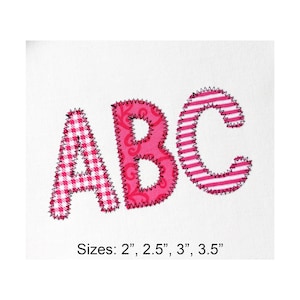ZIGZAG Applique Alphabet Machine Embroidery Font 4 Uppercase, Lowercase, Numbers, Punctuation, 4 sizes: 2&quot;, 2.5&quot;, 3&quot;, 3.5&quot; BX included