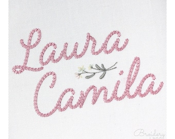 Dense Chain Script Font Machine Embroidery Bold Handwritten Alphabet 6 sizes:  0.75&quot;, 1&quot;, 1.25&quot;, 1.5&quot;, 1.75&quot;, 2&quot; BX included