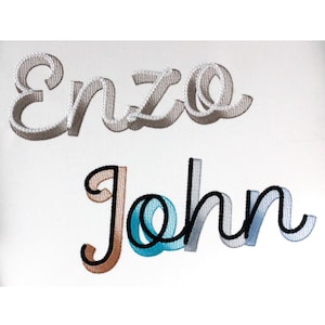 Shadow Script Font Fill stitch Two colour Alphabet Letters monogram machine embroidery sizes 1.5, 2, 2.5, 3, 3.5, 4 inch