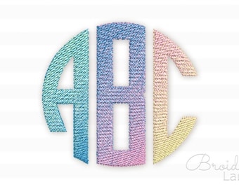 Circle Gradient Monogram Machine Embroidery Font Ombre Alphabet Ordinary Threads Required 10 sizes BX included