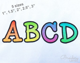 Gradient Machine Embroidery Font Ombre Alphabet Ordinary Threads Required 5 sizes: 1", 1.5", 2", 2.5", 3" BX included