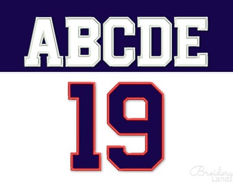 Applikation Stickschrift Sport College Varsity Alphabet 6 Größen: 3", 4", 5'', 6", 7", 8" BX inklusive