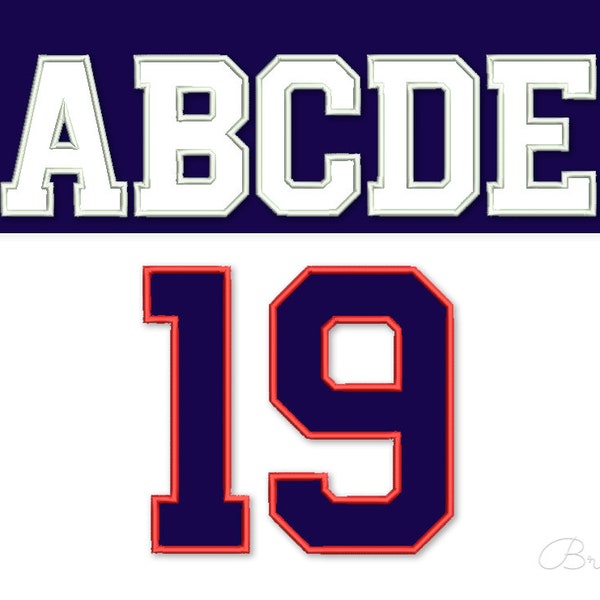 Applique Embroidery Font Sport College Varsity Alphabet 6 sizes: 3", 4", 5'', 6", 7", 8" BX included