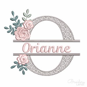 Buchstabe O Split Flower Schönes Monogramm Maschinenstickerei Design 4 Größen