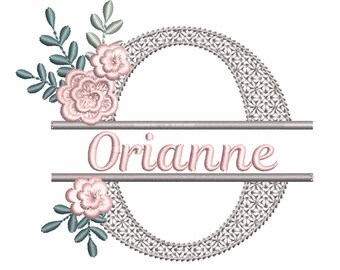 Buchstabe O Split Flower Schönes Monogramm Maschinenstickerei Design 4 Größen