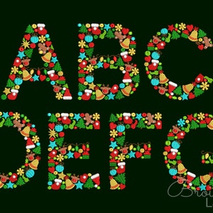 Christmas Alphabet A-Z Machine Embroidery Designs New Year Monogram 4 sizes