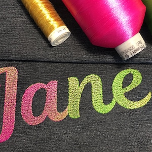 Ella Gradient Embroidery Font Ombre Alphabet Ordinary Threads Required 5 sizes: 1", 1.5", 2", 2.5", 3" BX included
