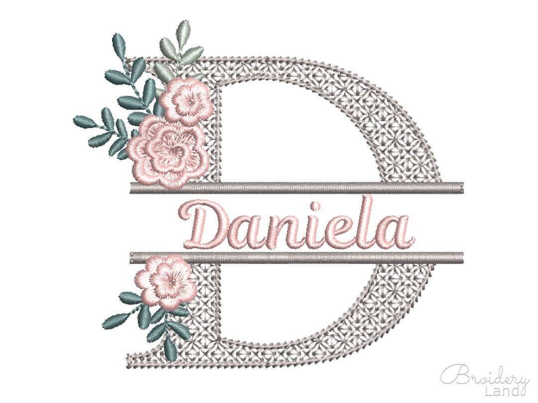 Letter D Split Flower Beautiful Monogram Machine Embroidery Design 4 ...