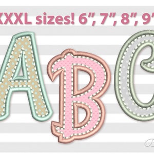 Applikation Stickschrift mit Handstich Outlines Alphabet für Kinder 4 Größen: 6&#39;&#39;, 7&#39;&#39;, 8&#39;&#39;, 9&#39;&#39; BX inklusive!