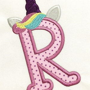 Type R Unicorn Unicorn Applique A-Z Alphabet Machine Embroidery Designs Monogram for ...
