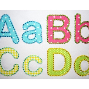 Applique Machine Embroidery Font Round Alphabet for Kids 4 sizes:  2&quot;, 3&quot;, 4&quot;, 5&#39;&#39;