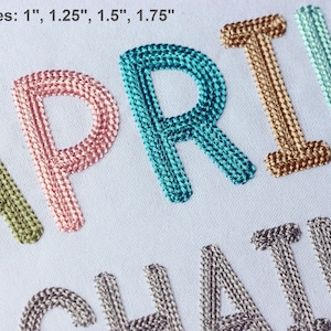 Chain Filled Font Machine Embroidery April Bold Alphabet 4 sizes:  1", 1.25", 1.5", 1.75" BX included