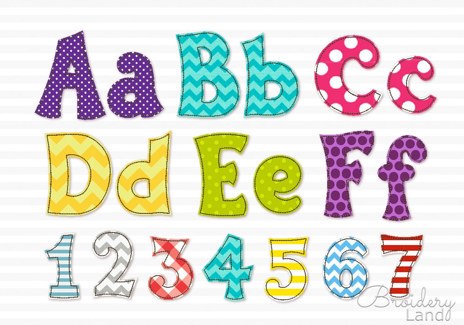 Kiddy Raggy Applique Embroidery Font Cute Alphabet for Personalization ...
