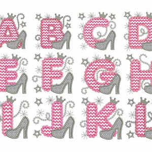 A-Z Applikation Monogramm Schrift für Baby Mädchen Prinzessin Pink Alphabet Größen für 10x10, 5x7, 6x10 Rahmen