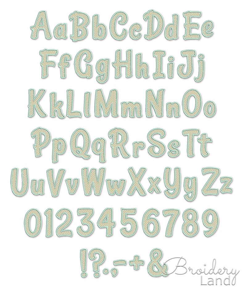 Applique Embroidery Font With Hand Stitch Outlines Alphabet - Etsy