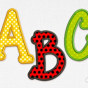 Applique Embroidery Font Cute Alphabet for Personalization Baby and Kid's Clothes 4 sizes:  2", 3", 4", 5'' BX included