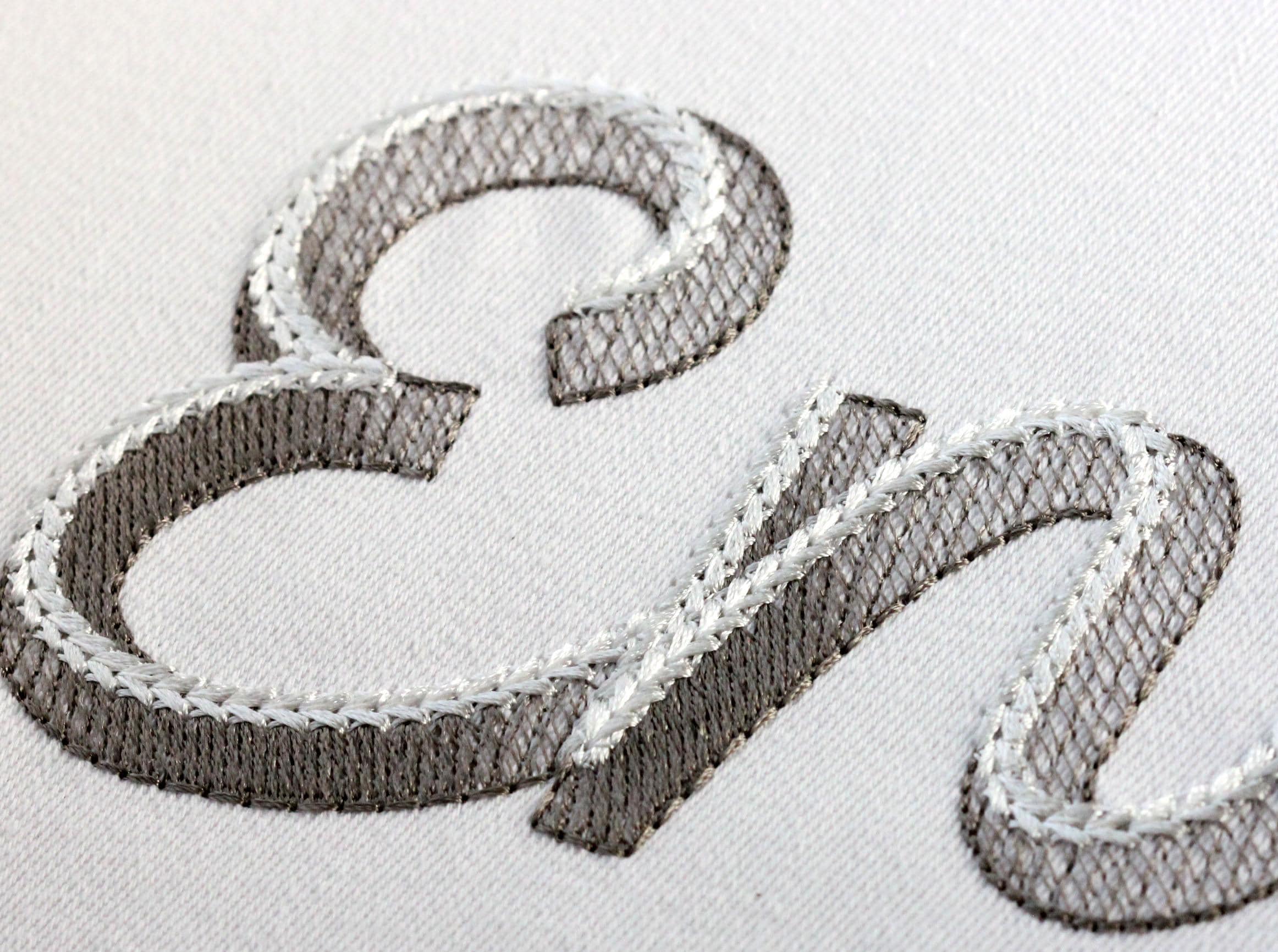 Shadow Script Font Fill Stitch Two Colour Alphabet Letters Monogram ...