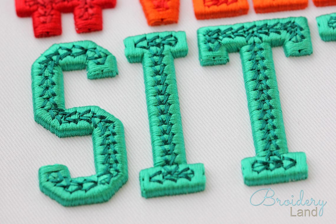 3D College Puffy Foam Machine Embroidery Font 2 Colours Narrow Varsity ...
