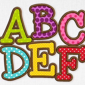 Applique Embroidery Font Cute Alphabet for Personalization Baby and Kid&#39;s Clothes 4 sizes:  2&quot;, 3&quot;, 4&quot;, 5&#39;&#39; BX included