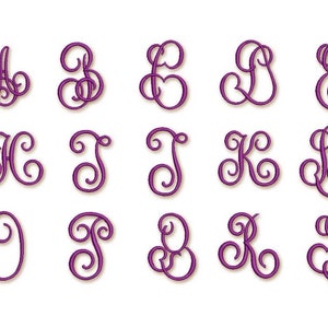 Monogram Satynowa Maszynowa Haftowana Czcionka Alfabet Fantazyjny 3 rozmiary: 2&quot;, 3&quot;, 4&quot;